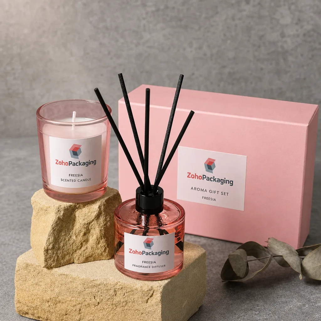 Custom Luxury Candle Set Gift Boxes Wholesale | Retail Packaging with Window - Zoho Packaging Luxury Candle Set Gift Boxes